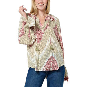 La Joie Essential Raglan-Sleeve Blouse Red Green - Regular